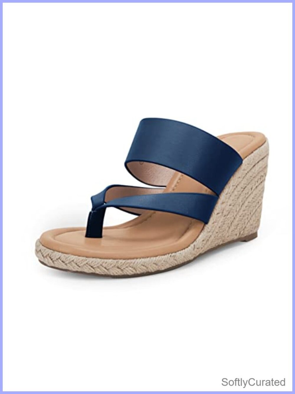 Womens Espadrille Wedge Platform Thong Faux Leather Slide Sandals